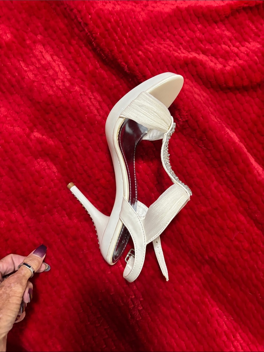 David's Bridal Ivory Strappy Stiletto Sandals